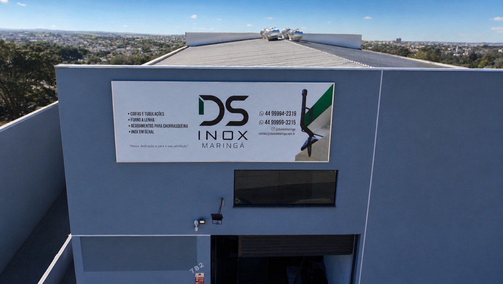 Fachada da oficina da DS Inox Maringá